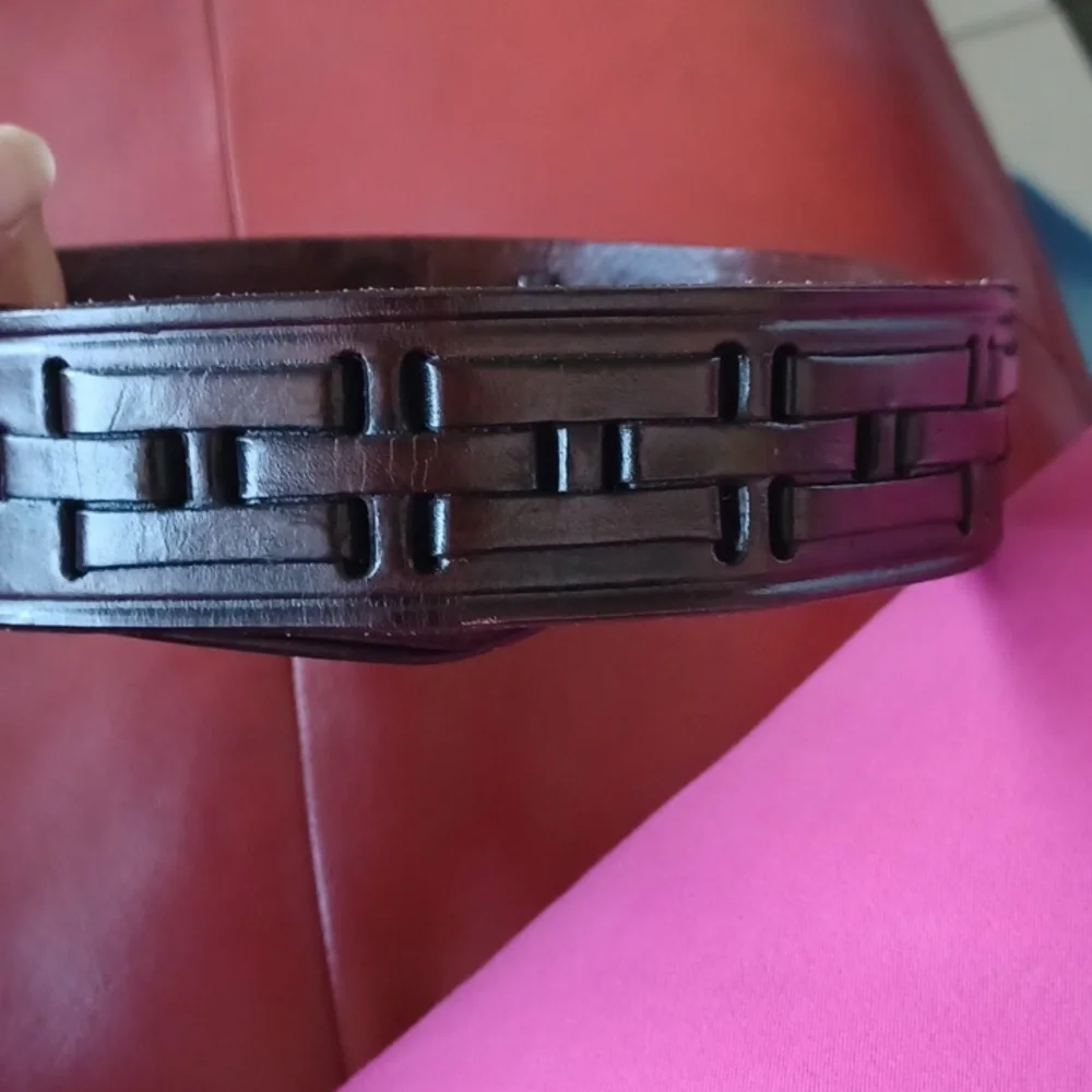 Dark brown Woven made in Mexico leather belt, Sz 42